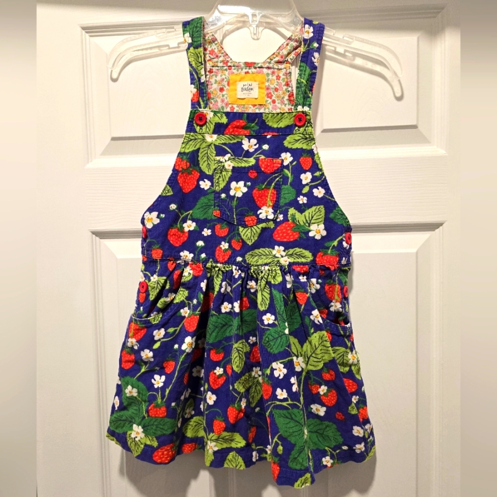 Nordstrom Mini Boden Corduroy Whimsical Strawberry Ladybug Jumper RARE Size 7-8